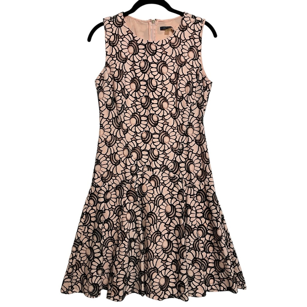 Tommy Hilfiger Blush Dress with Black Floral Lace Overlay